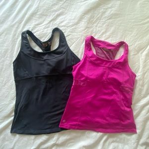 2 Athleta Active Tops w/ built in bras